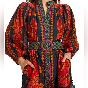 NWT Farm Rio Ainika Puff-Sleeve Cotton Minidress